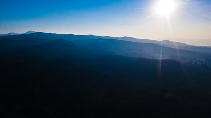 Obraz premium Carpathian mountains landscape pine forest needles aerial photography.