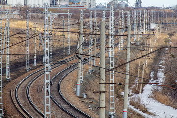 Railway. Long distance communication. Rails and sleepers