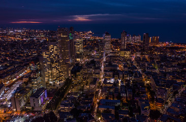Tel Aviv city center, Israel, aerial drone view