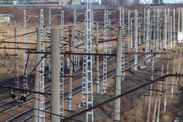 Railway. Long distance communication. Rails and sleepers