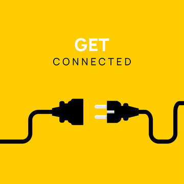 Electric Plug connect concept socket. Get connected or disconnect vector power plug cable illustration