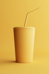 Minimal cup of drink isolated. 3D rendering image