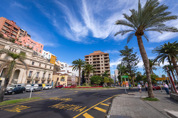 Fototapeta na wymiar Traditional architecture at Santa Cruz - capital city of the island La Palma, Canary Islands, Spain.