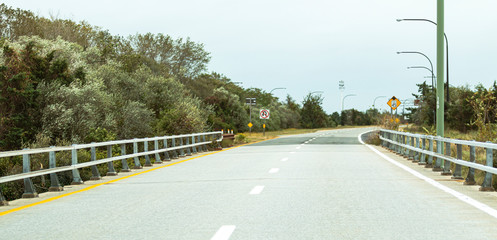 Causeway road driving to ocean beaches on Long Island