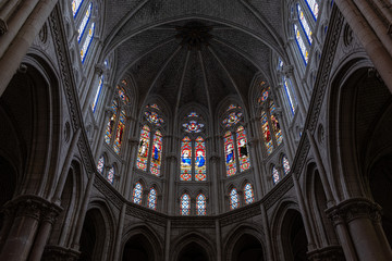 Photography of Cholet's Cathedral chancel. Chancel of a Cathedral in France, 2020.