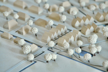 Architectural urban model of a village or small town