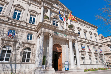 Fototapeta na wymiar Cityhall Building entrance at Avignon, France