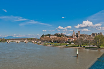 Obraz premium Avignon skyline as seen from Pont Edouard Daladier, France