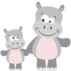 Cute hippo and baby hippo
