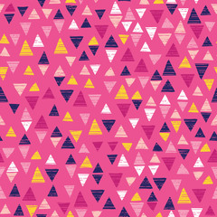 Triangle seamless vector repeat with pink background. Perfect for fabric, wallpaper, invitations, scrapbooking, homeware.