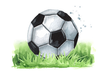 Football soccer Ball on the green grass