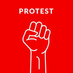 Fist hand power logo. Protest strong fist raised fight icon, rebel illustration