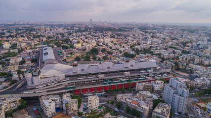 Tel Aviv central bus station, Israel, aerial drone view