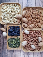 Nuts, raisins and sunflower seeds
