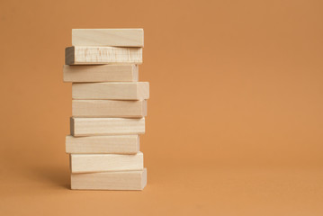 wood block stacking as step stair. Business concept for growth success process
