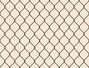 Seamless metal chain link fence. Wire vector fence pattern texture background
