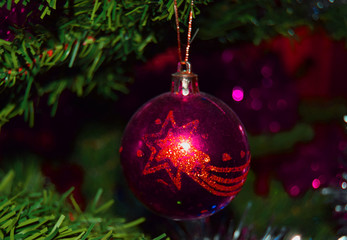 Hanging ball on Christmas tree