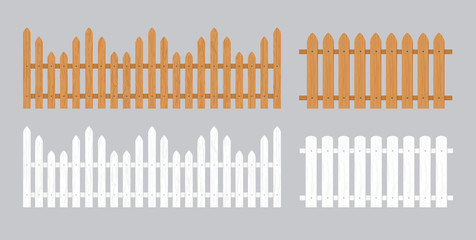 Wooden fence illustration. Farm wood wall yard, cartoon garden. Timber gate background pattern