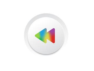 Music player rewind arrow rainbow gradient icon button