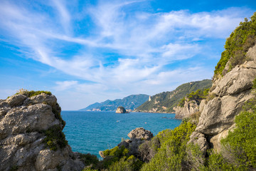 Aerial landscape of summer beach and sea 