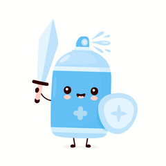 Cute happy smiling antiseptic spray bottle