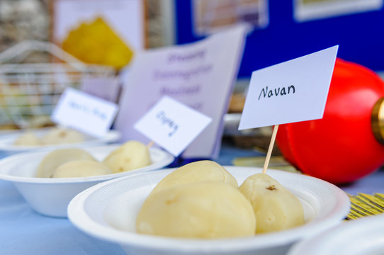 Navan potatoes on display at a food fair.