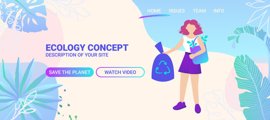 Website design save the planet vector illustration