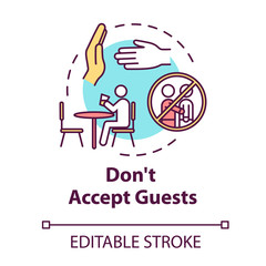 Don't accept guests concept icon. Self-isolation precaution for health care. Avoid visitors. Quarantine idea thin line illustration. Vector isolated outline RGB color drawing. Editable stroke