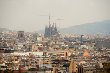Panoramic view of Barcelona on a summer day