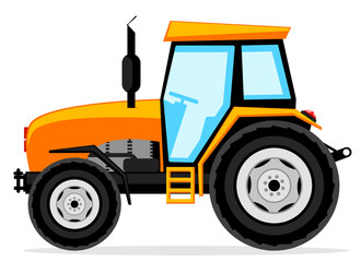 Tractor close-up on a white. Agricultural machinery