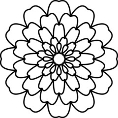 Vector black outline of a symmetric aesthetic flower. Mandala for coloring. The element of flora. Vector illustration. Eps10.