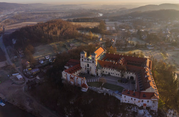 Fototapeta na wymiar Benedictine abbey in Tyniec, Poland, Aerial