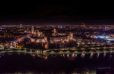 Obraz premium Krakow old city aerial evening time