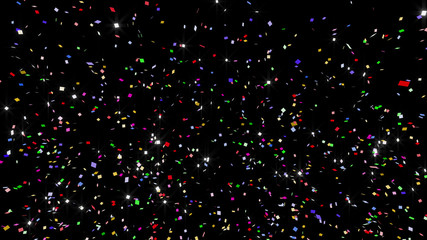 Colorful Confetti Particles Holiday Party 3D illustration background