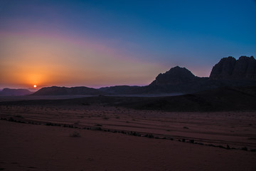 Fototapeta na wymiar Wadi Rum Jordan Sunset