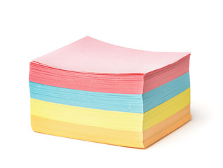 Stack of blank multicolor square note paper