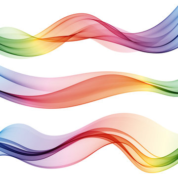 A set of transparent colorful waves.Abstract colour background waves.