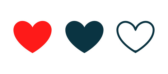 Heart vector shape love icon. Red heart set isolated abstract graphic collection symbol