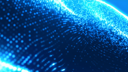 Dot blue wave light screen gradient texture background. Abstract ai technology big data digital background. 3d rendering.