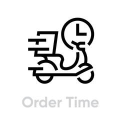 Order Time Delivery Bike icon. Editable line vector.