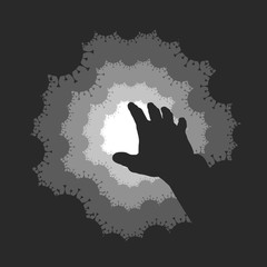 Obraz premium The light at the end of the coronavirus tunnel, to which the arm reaches