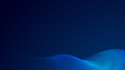 Dot blue wave light screen gradient texture background. Abstract  technology big data digital background. 3d rendering.