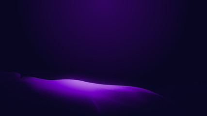 Dot blue purple wave line light gradient dark background. Abstract  technology big data digital background. 3d rendering.