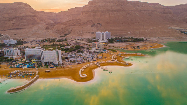 Dead Sea In Israel, Aerial Drone View