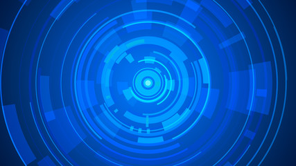 Circle blue technology Hi-tech dark background. Abstract graphic digital future concept design.