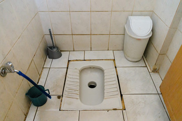 Squatting public toilet in a Turkish restaurant