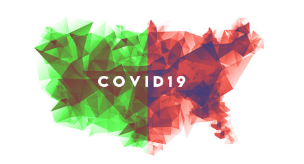 Coronavirus USA abstract polygon map
