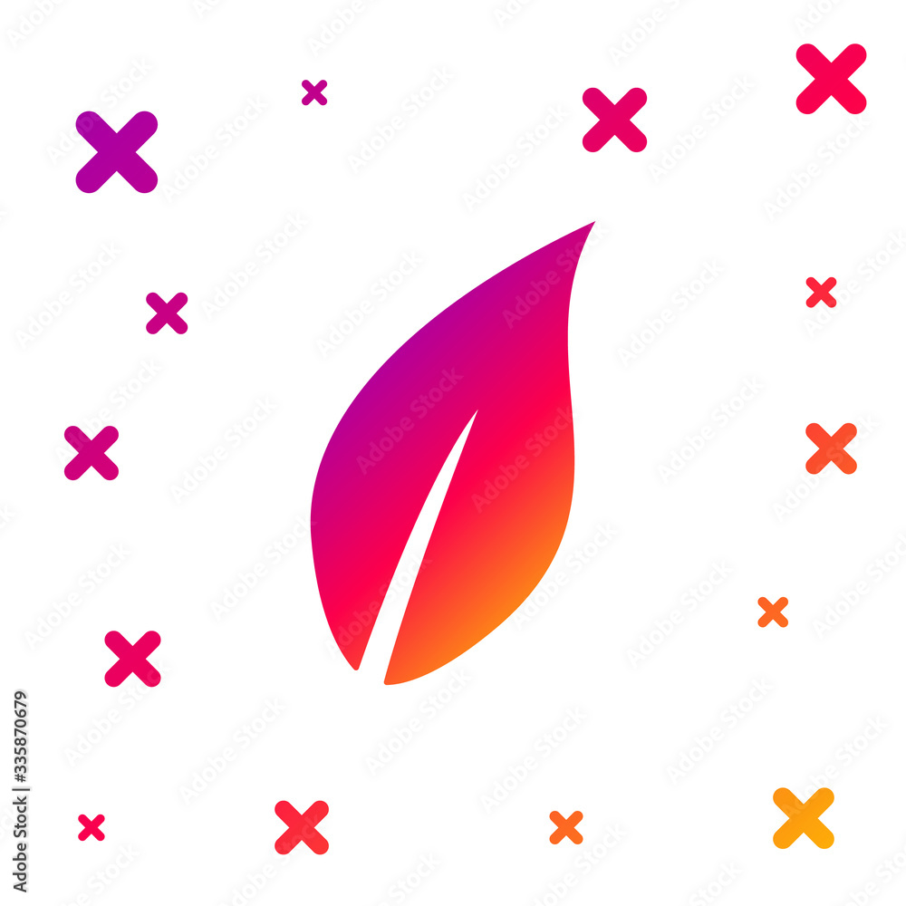 Poster color leaf icon isolated on white background. gradient random dynamic shapes. vector illustration