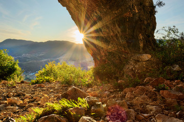 beautiful sunset at students cave, Romania