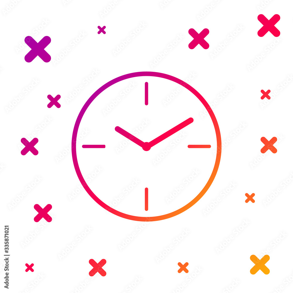 Poster color clock icon isolated on white background. time symbol. gradient random dynamic shapes. vector i